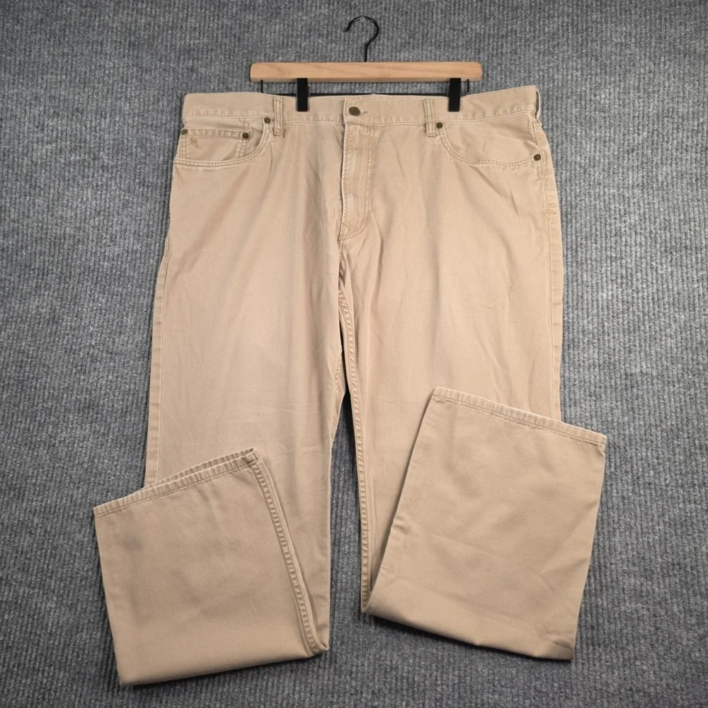 Polo Ralph Lauren Straight 650 Pants Mens 42x32 Khaki Tan Cotton Denim Style Y2K